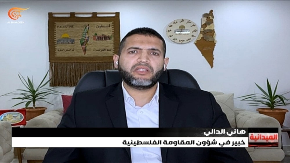 Hani al-Dali, an expert on Palestinian Resistance affairs, speaking to Al Mayadeen on March 7, 2024. (Al Mayadeen)