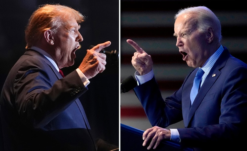This combination of photos taken in South Carolina shows former President Donald Trump, left, on Feb. 24, 2024, and President Joe Biden on Jan. 27, 2024. (AP)