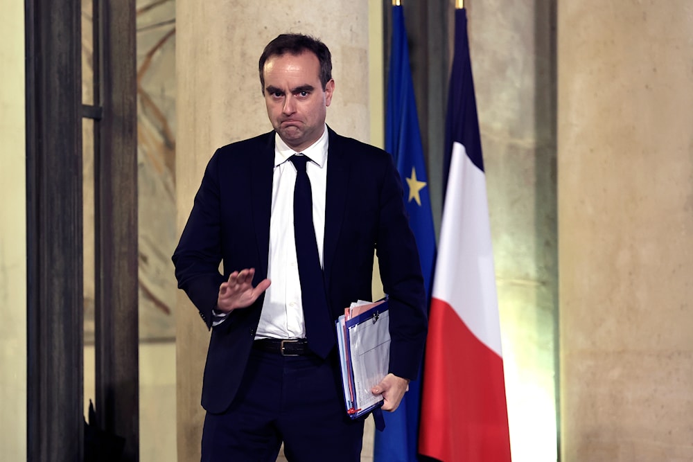 French Defense Minister Sebastien Lecornu waits at the Elysee Palace Thursday, Jan. 26, 2023 in Paris. (AP)