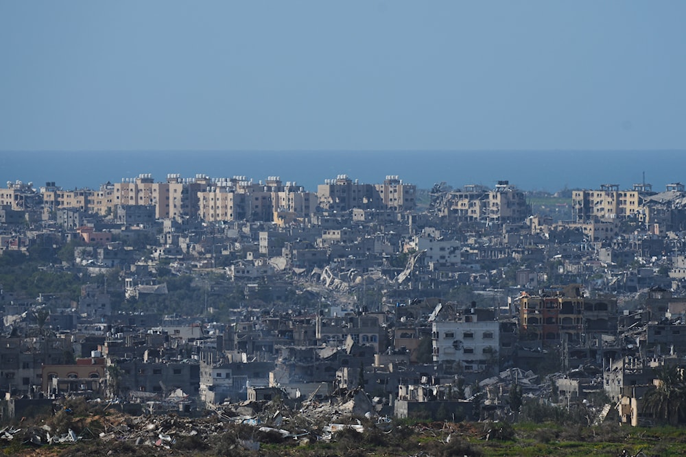 Destroyed buildings stand in the Gaza Strip as seen from southern Israel, Wednesday, March 6, 2024. (AP)