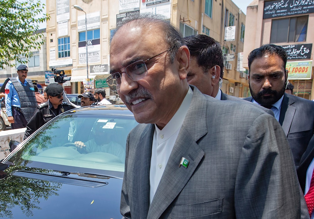 In this June 10, 2019 file photo, former Pakistani President Asif Ali Zardari leaves the High Court building, in Islamabad, Pakistan (AP)