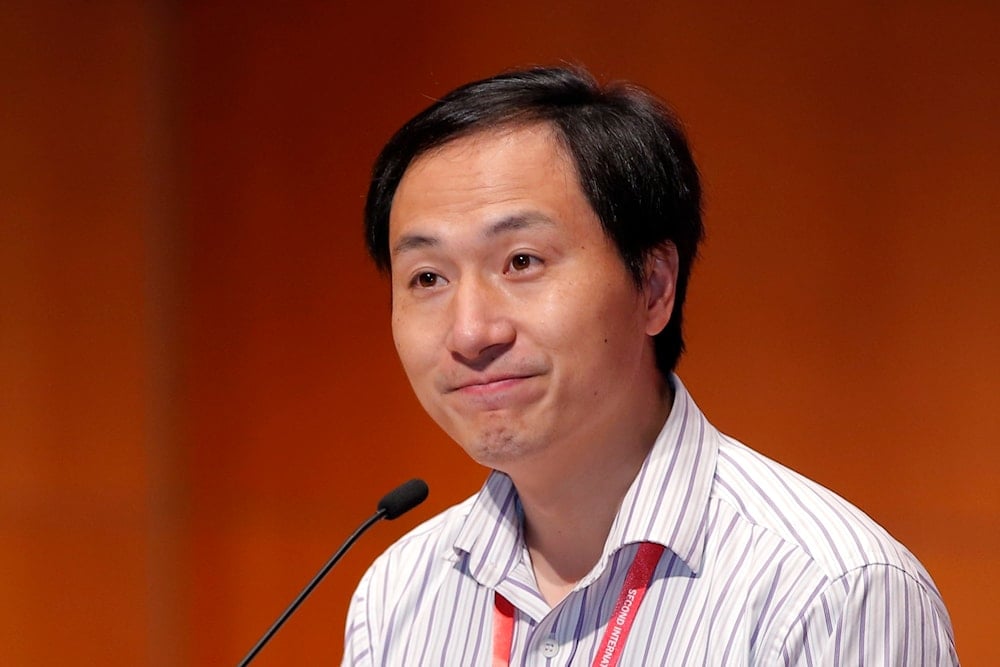 He Jiankui, a Chinese researcher, speaks during the Human Genome Editing Conference in Hong Kong, Wednesday, Nov. 28, 2018. (AP)