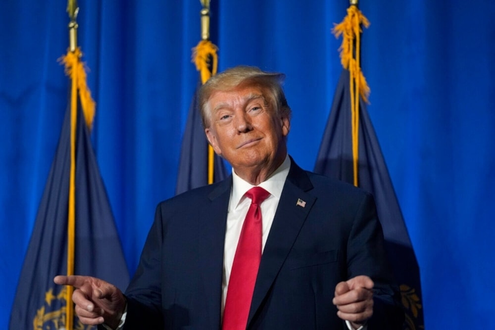 Former President Donald Trump speaking in New Hampshire in June 2023 (AP)