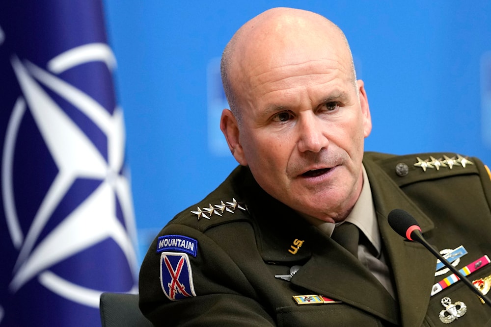 Supreme Allied Commander Europe, Gen. Christopher Cavoli addresses a media conference at NATO headquarters in Brussels, Jan. 18, 2024. (AP)