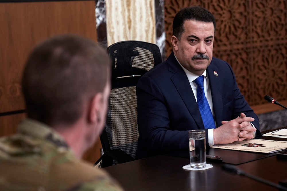 Iraqi Prime Minister Mohammed Shia al-Sudani, right, chairs the first session of negotiations between Iraq and the United States to wind down the International Coalition mission in Baghdad, Iraq, Saturday, Jan. 27, 2024. (AP)
