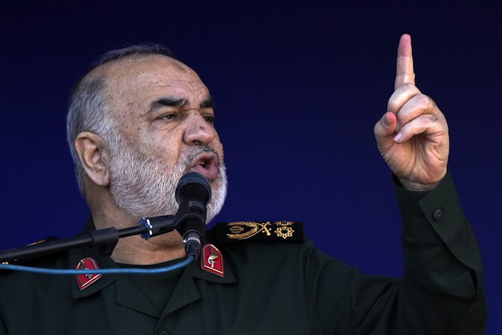 Chief Commander of Iran'sIRGC, Hossein Salami, addresses the funeral ceremony of the victims of a bomb explosion on Jan 3, 2024, in the city of Kerman about 820 km southeast of the capital Tehran, Iran, Jan 5, 2024. (AP)
