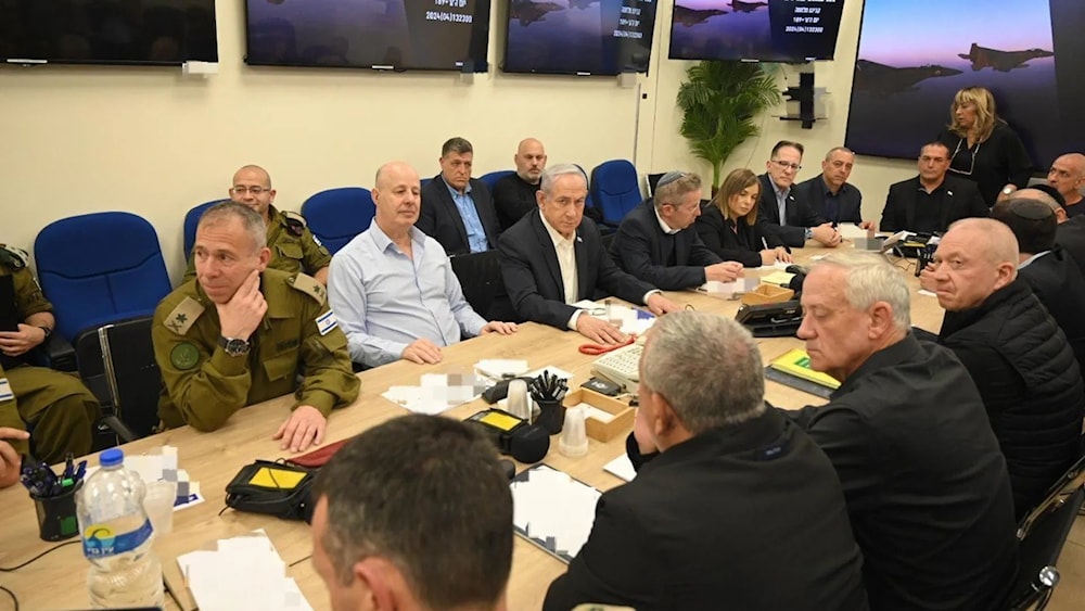 Israel's war cabinet holds a meeting to discuss the drone attack launched by Iran in 'Tel Aviv', 'Israel' on Apr. 14, 2024. (AFP)
