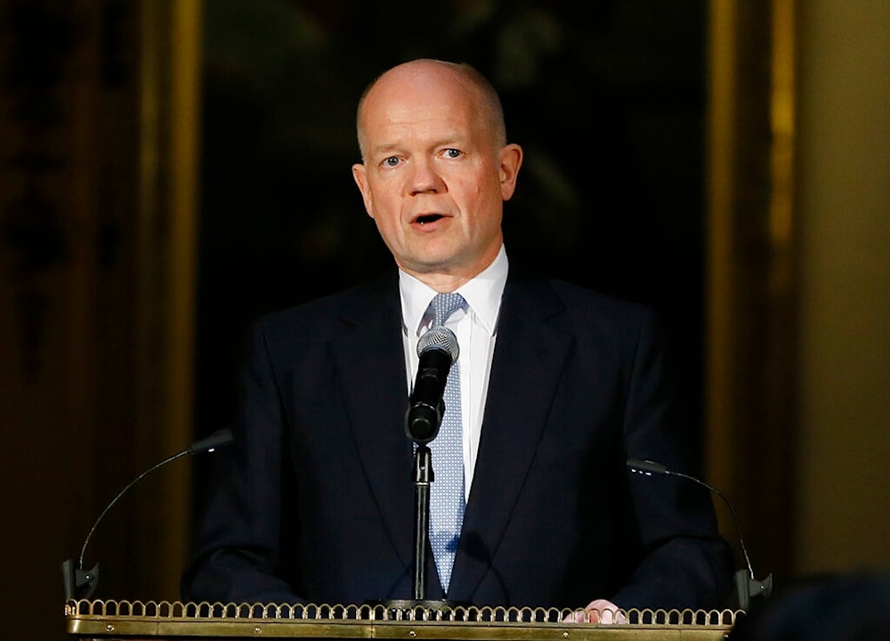 William Hague gives a speech at Buckingham Palace in London, Tuesday, March 15, 2016. (AP)