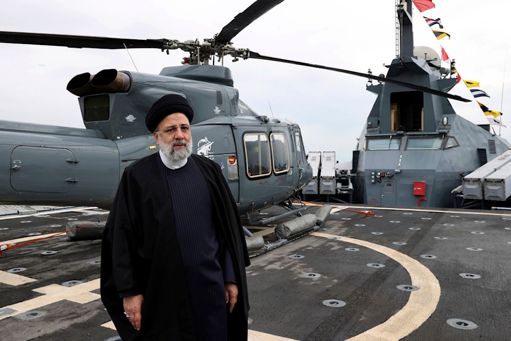 President Ebrahim Raisi visits an exhibition of the Revolutionary Guard navy capabilities in the southern port city of Bandar Abbas, Iran, Friday, Feb. 2, 2024. (Iranian Presidency Office via AP)