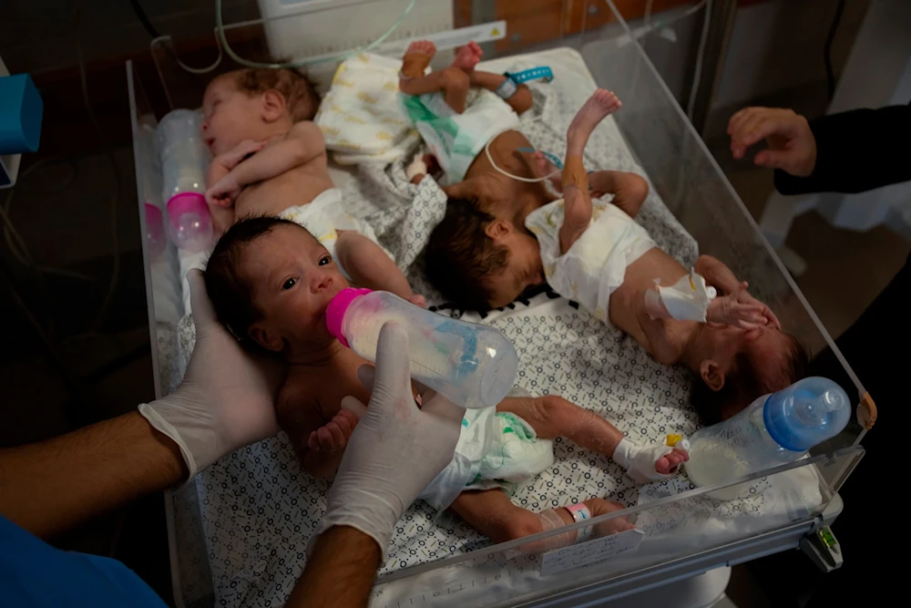 Medics prepare premature babies for transport to Egypt after they were evacuated from Shifa Hospital in Gaza City to a hospital in Rafah, Gaza Strip, Nov. 20, 2023. (AP)