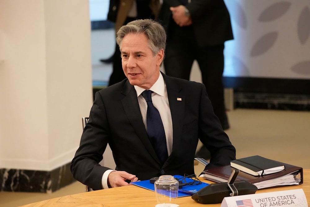 U.S. Secretary of State Antony Blinken attends a meeting on the sidelines of the G7 Foreign Ministers meeting on Capri Island, Italy, Friday, April 19, 2024. (AP)