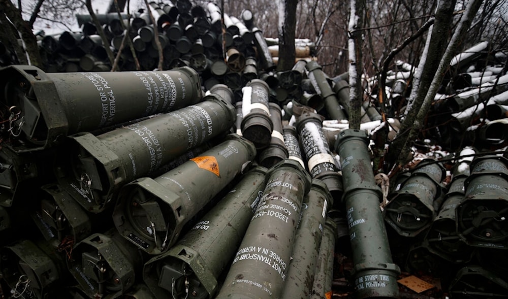 Artillery munitions of Ukrainian army are stored in the frontline at an undisclosed location in the Donetsk region, Ukraine, Wednesday, Nov. 23, 2022. (AP)