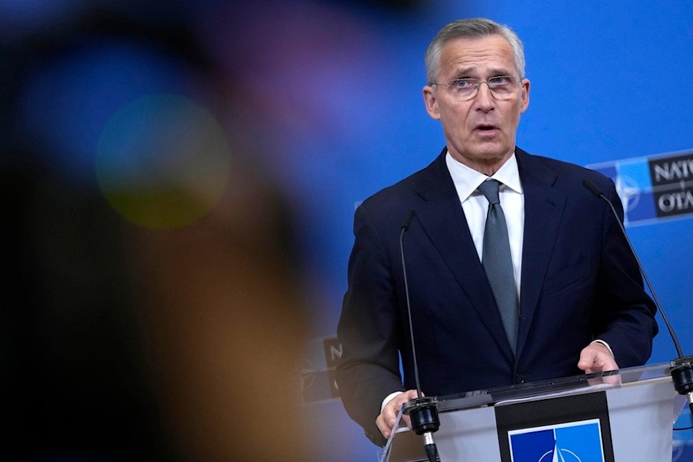 NATO Secretary General Jens Stoltenberg presents the 2023 NATO annual report during a media conference at NATO headquarters in Brussels, Thursday, March 14, 2024. (AP Photo/Virginia Mayo)