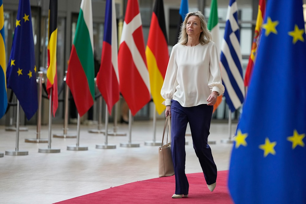Netherland's Defense Minister Kajsa Ollongren arriving for a meeting of EU defense ministers at the European Council building in Brussels, Tuesday, May 23, 2023.(AP)