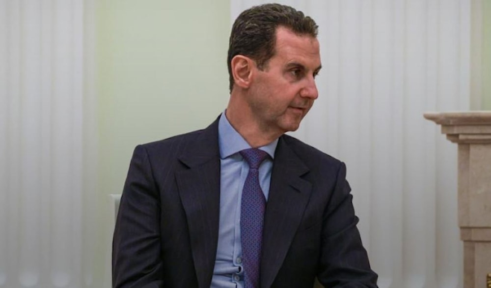 Screengrab of Syrian President Bashar al-Assad's interview with Channel One. (@tass_agency)