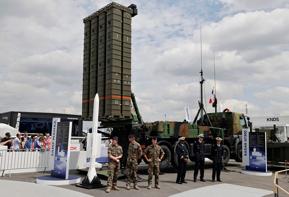 A Medium-Range air and missile defense SAMP/T , christened MAMBA by the French Air Force, is parked at the International Paris Air Show at the Paris Le Bourget airport, Monday, June 19, 2023. (AP)