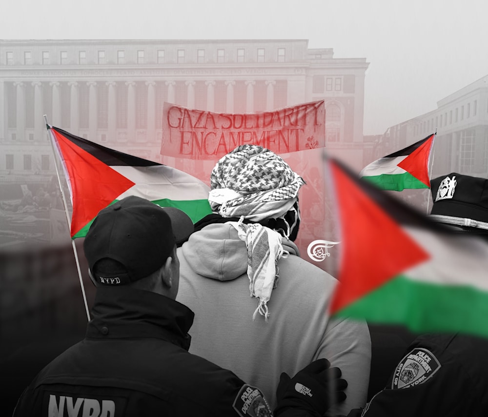 How Columbia University is the new face of the Intellectual Intifada (Illustrated by: Hady Dbouq, Al Mayadeen English) 
