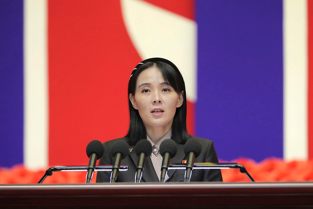 Kim Yo Jong, sister of North Korean leader Kim Jong Un, delivers a speech during the national meeting against the coronavirus, in Pyongyang, North Korea, on Wednesday, Aug. 10, 2022