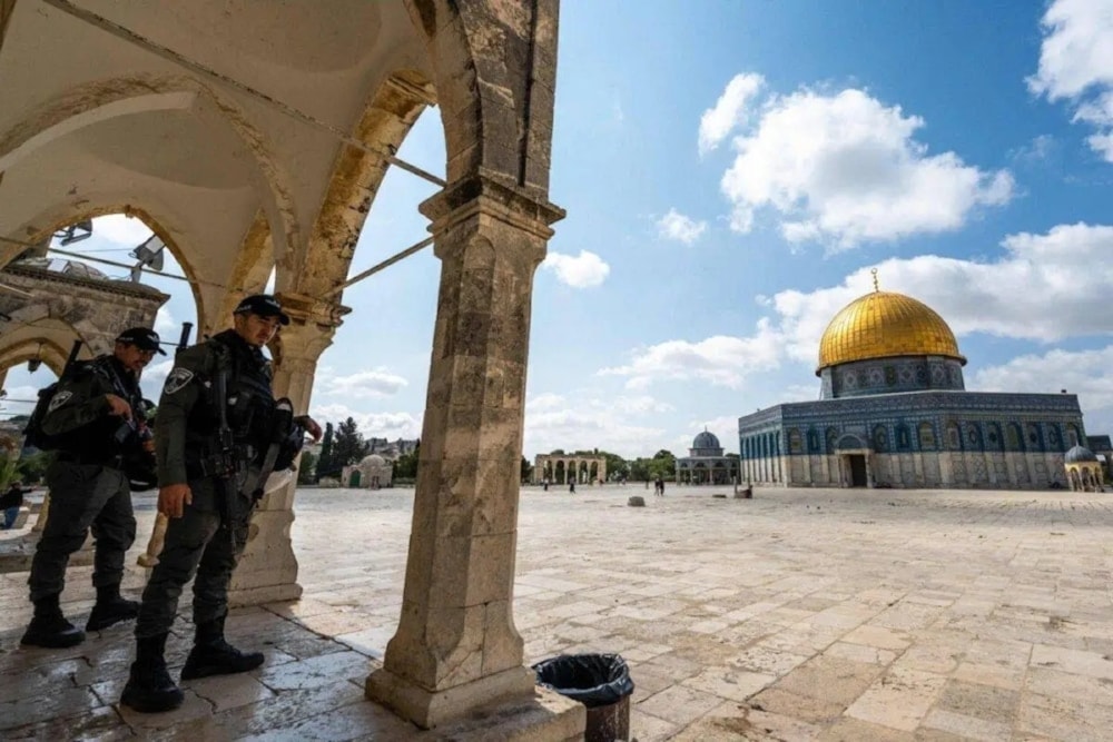 IOF deployed to al-Aqsa Mosque compound in occupied Palestine on June 18, 2023. (AFP via Getty Images)