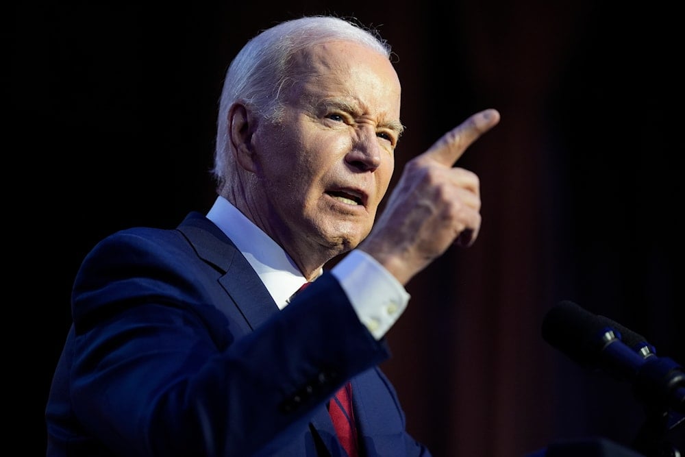 President Joe Biden speaks to the North America's Building Trade Union National Legislative Conference, Wednesday, April 24, 2024, in Washington. (AP)