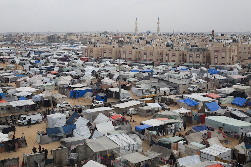 A tent camp housing Palestinians displaced by the Israeli war is seen in Rafah, Gaza Strip, Tuesday, Feb. 27, 2024. (AP)