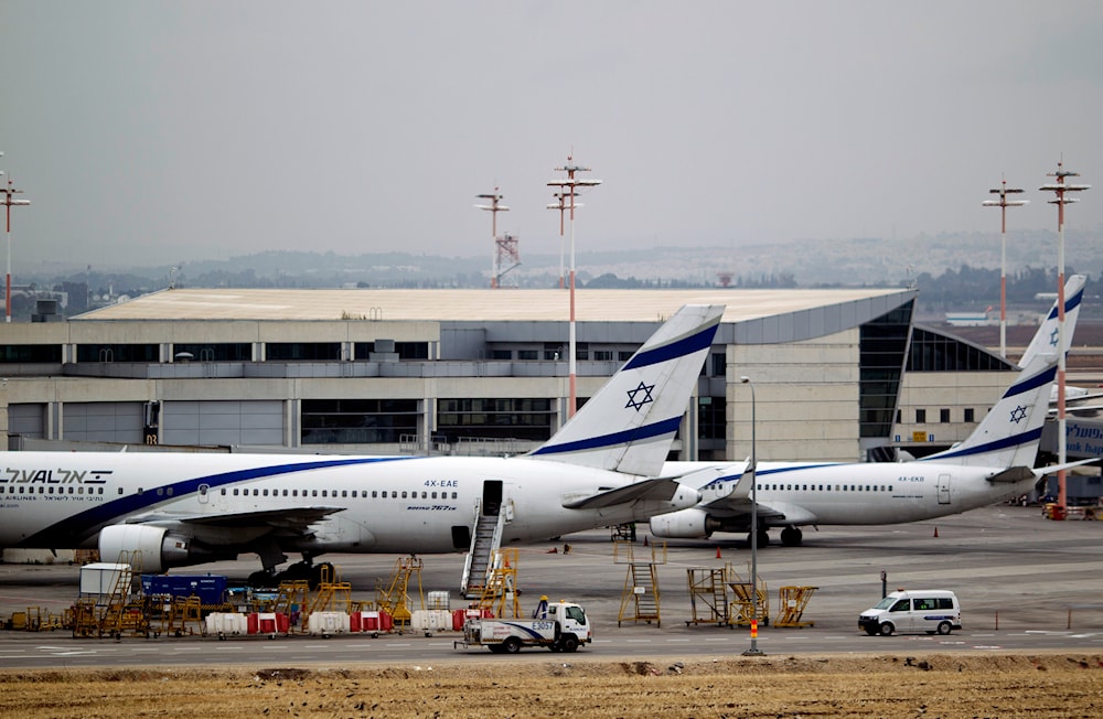 In this April 21, 2013, file photo, Israeli El Al planes are parked at Ben Gurion airport near 'Tel Aviv', occupied Palestine (AP)
