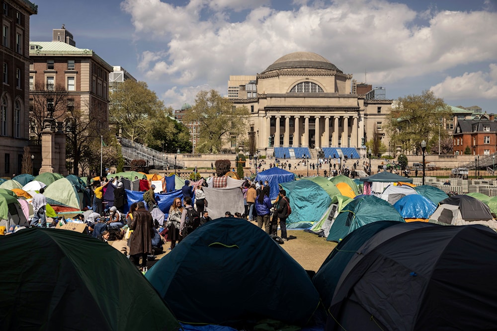 Pro-Palestinian demonstration encampment is seen at the Columbia University, Friday, April 26, 2024, in New York. (AP)