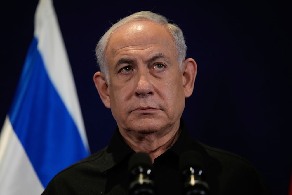 Israeli Prime Minister Benjamin Netanyahu speaks to the media during a joint press conference with German Chancellor Olaf Scholz, in Tel Aviv, Israel, Tuesday, Oct. 17, 2023.