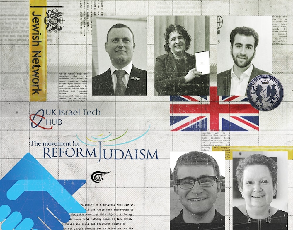 Zionists civil servants appear to run, or at least to be very well represented, in the leadership of the Jewish equivalent of the Civil Service Muslim Network, which the UK recently disbanded. (Al Mayadeen English; Illustrated by Batoul Chamas)
