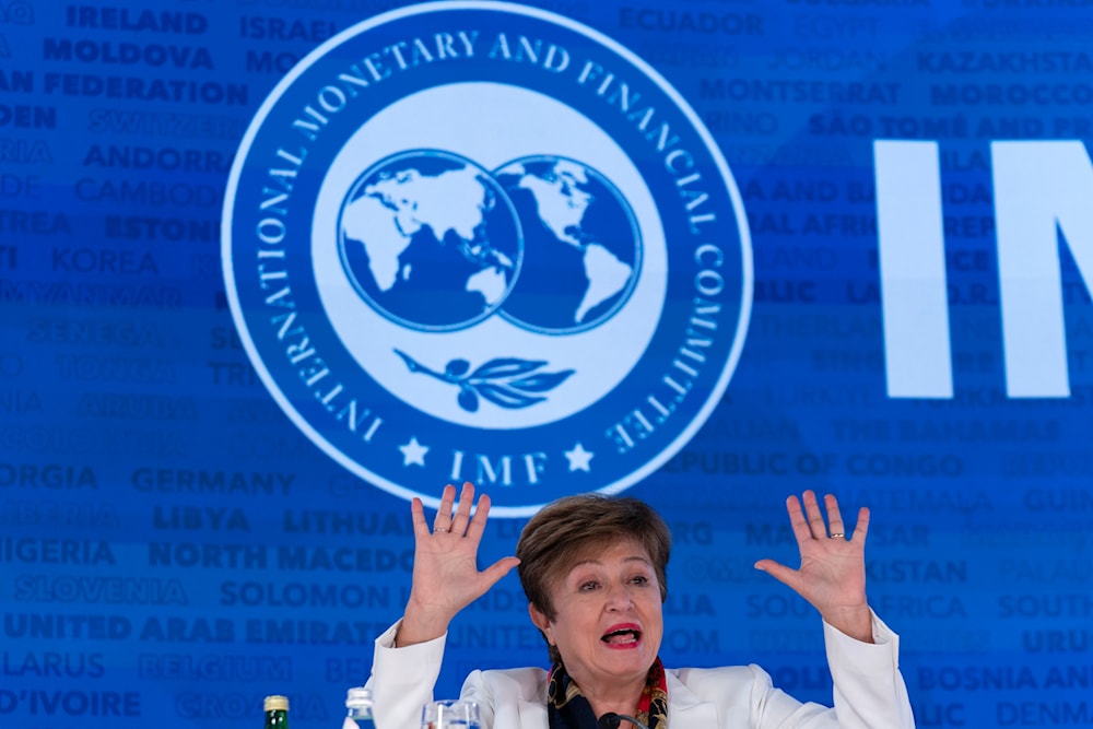 International Monetary Fund Managing Director Kristalina Georgieva speaks during a news conference at the World Bank/IMF Spring Meetings at the International Monetary Fund (IMF) headquarters in Washington, Friday, April 19, 2024. (AP)