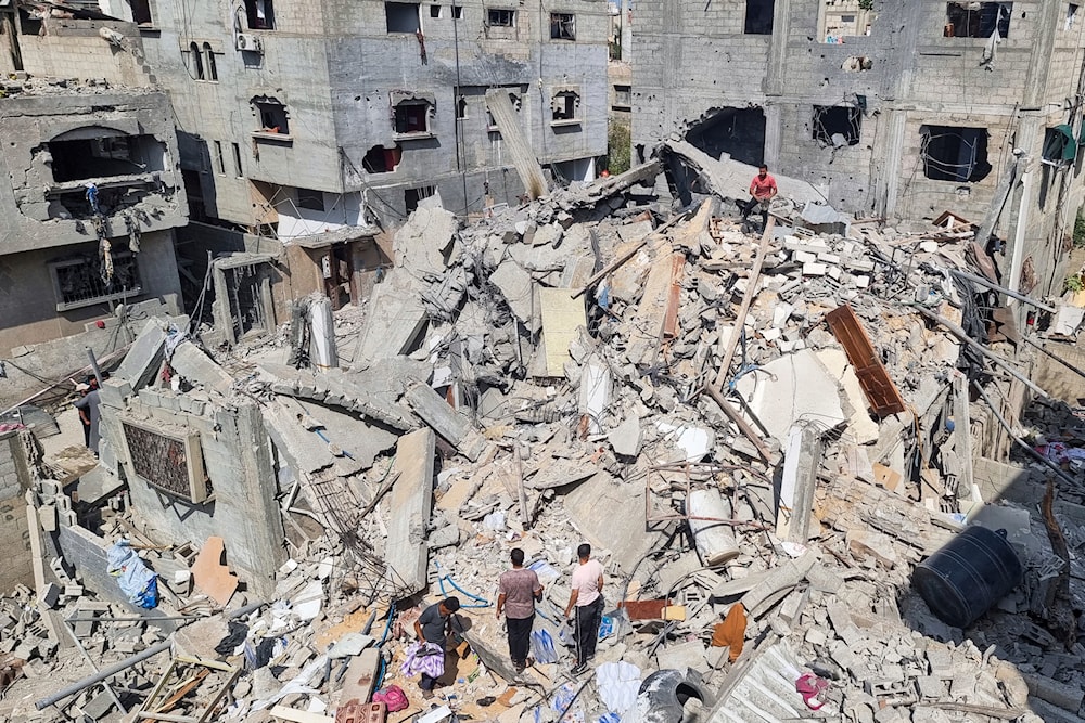 Palestinians look at the destruction due to an Israeli airstrike in Rafah, Gaza Strip. Monday, April 29, 2024.(AP)