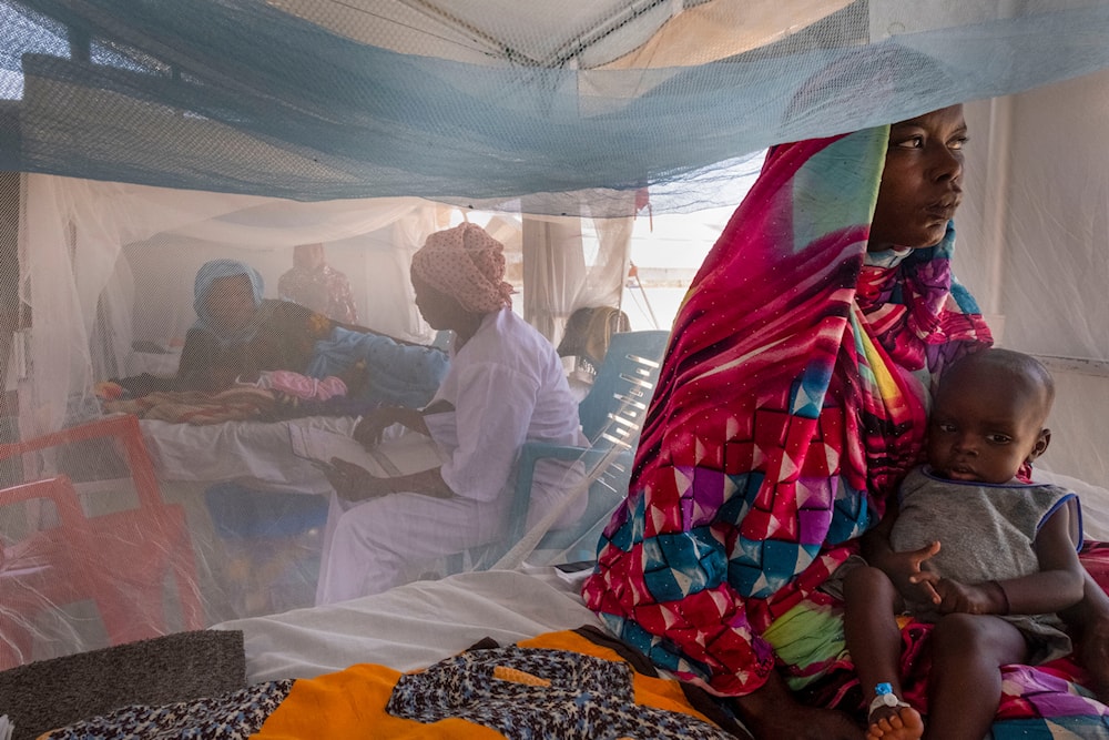 Sudanese Children suffering from malnutrition are treated at an MSF clinic in Metche Camp, Chad, near the Sudanese border, April 6, 2024. (AP)