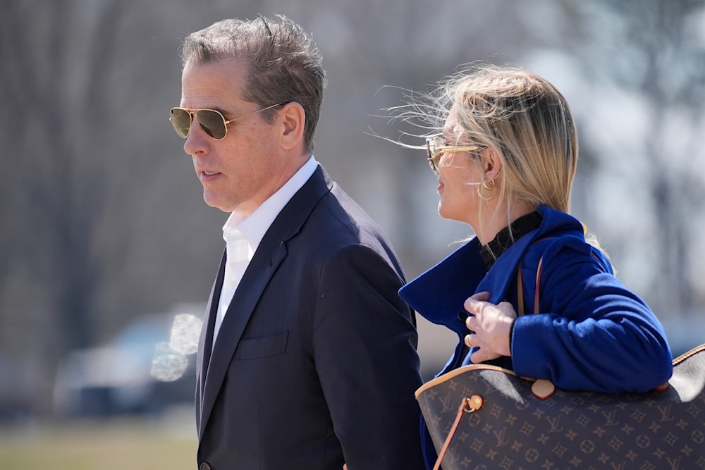 Hunter Biden and is wife Melissa, arrive with President Biden on Air Force One, Friday, March 29, 2024, at Andrews Air Force Base, Md. (AP)
