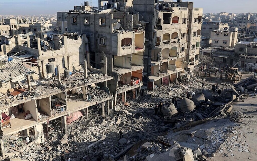 A view of the massive destruction in Gaza due to the Israeli relentless bombings, February 22, 2024. (AFP)