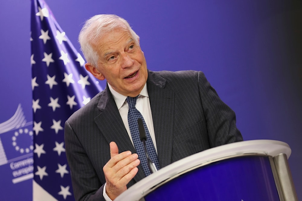 EU High Representative Josep Borrell addresses a media conference after a joint EU-US-Armenia high-level meeting at EU headquarters in Brussels, Friday, April 4, 2024. (AP)