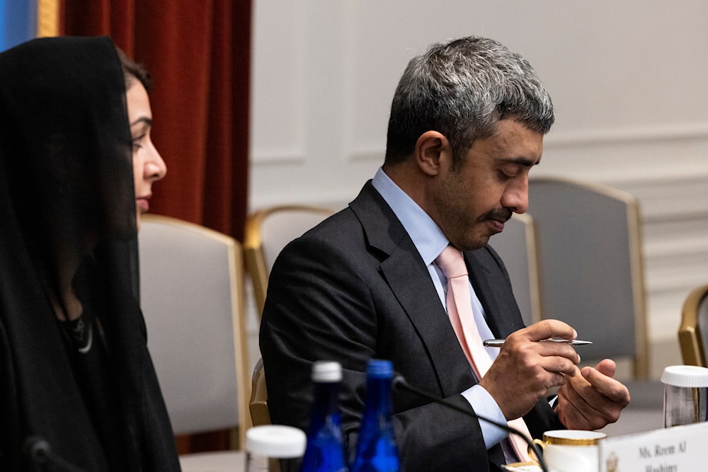 UAE Foreign Minister Abdullah bin Zayed attends a meeting with US Secretary of State Antony Blinken, Saudi Arabia Foreign Minister Prince Faisal bin Farhan on the sidelines of the 78th United Nations General Assembly on September 19, 2023 (AP)