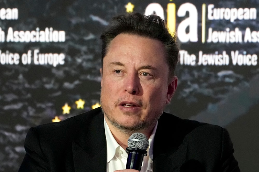 Tesla and SpaceX's CEO Elon Musk addresses the European Jewish Association's conference, in Krakow, Poland, Monday, Jan. 22, 2024. (AP)