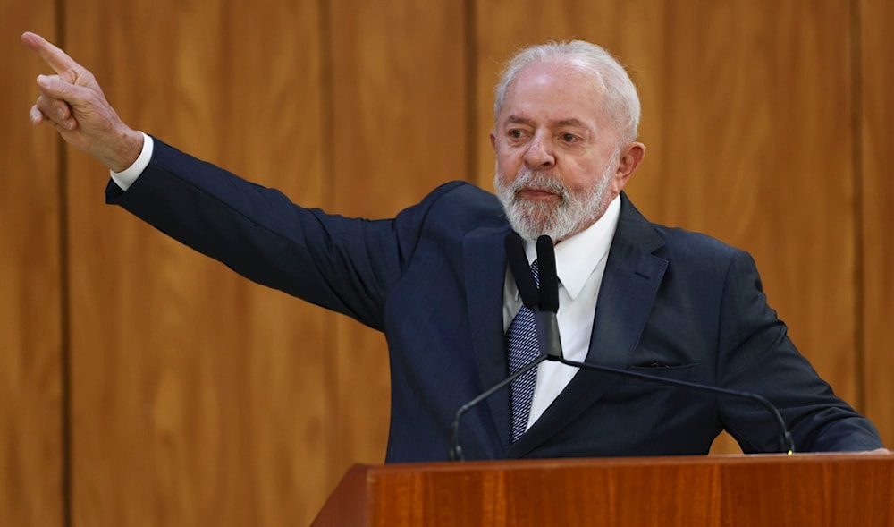 Brazilian President Luiz Inacio Lula da Silva gives a joint statement with Japan's Prime Minister Fumio Kishida at Planalto presidential palace in Brasilia, Brazil, Friday, May 3, 2024. (AP)