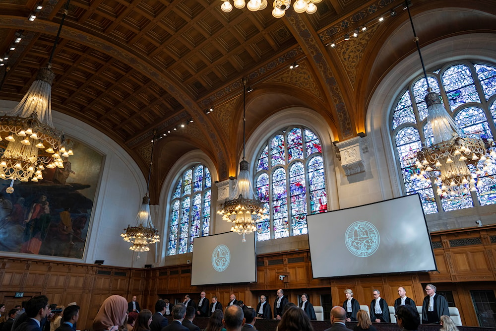 Judges enter the International Court of Justice, or World Court, in The Hague, Netherlands, Wednesday, May 1, 2024.(AP)