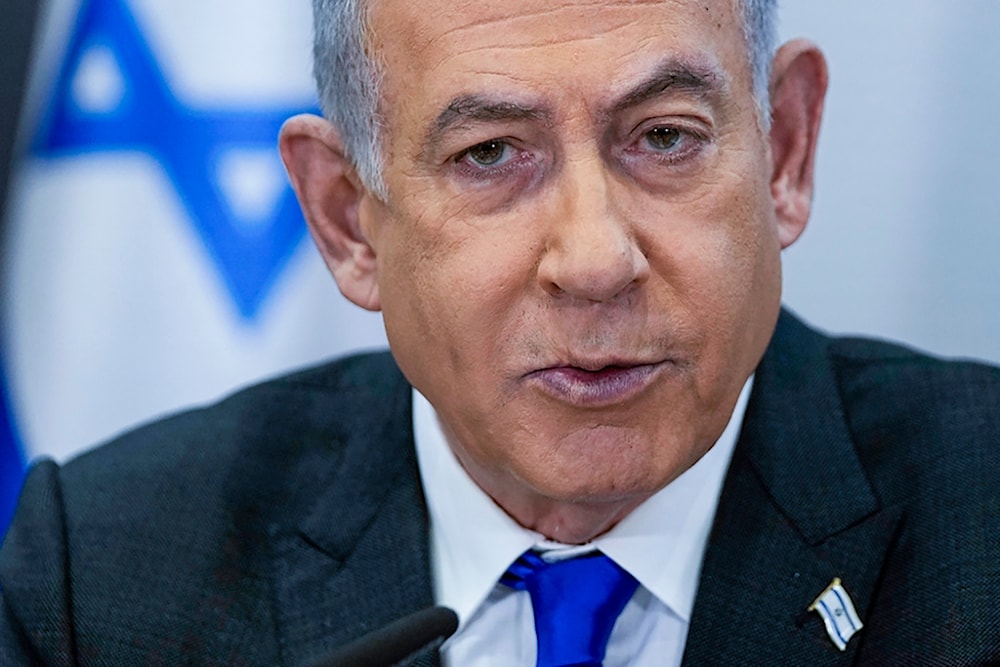 Israeli Prime Minister Benjamin Netanyahu chairs a cabinet meeting at the Kirya military base, in Tel Aviv, 'Israel', on Dec. 24, 2023. (AP)