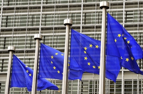 EU flags in Brussels (AFP)