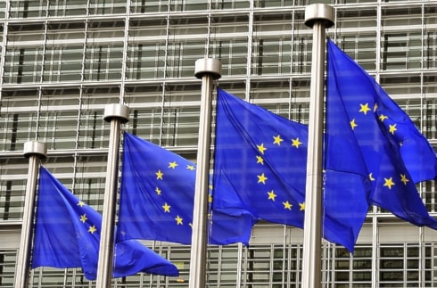 EU flags in Brussels (AFP)