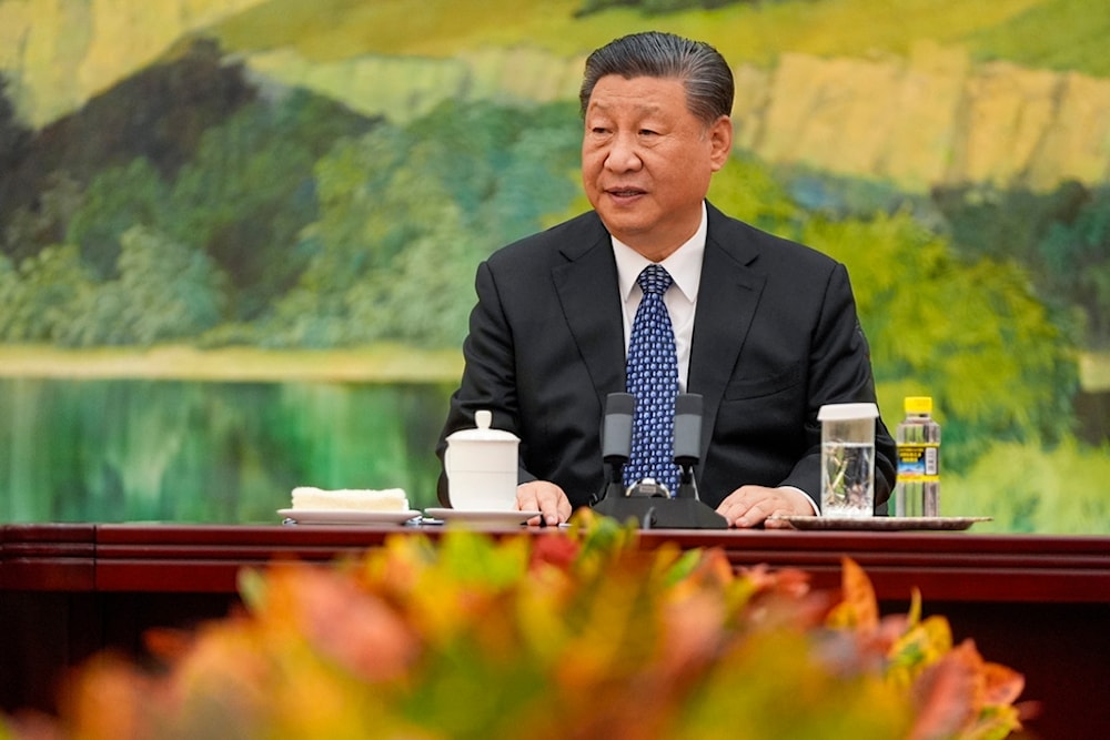  Chinese President Xi Jinping talks to U.S. Secretary of State Antony Blinken at the Great Hall of the People, on April 26, 2024, in Beijing, China. (AP)