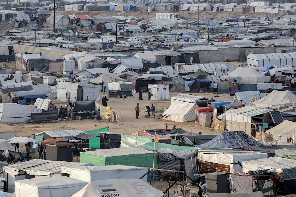 This picture taken on April 30, 2024, shows tents at a camp housing displaced Palestinians in Rafah in the southern Gaza Strip (AFP)