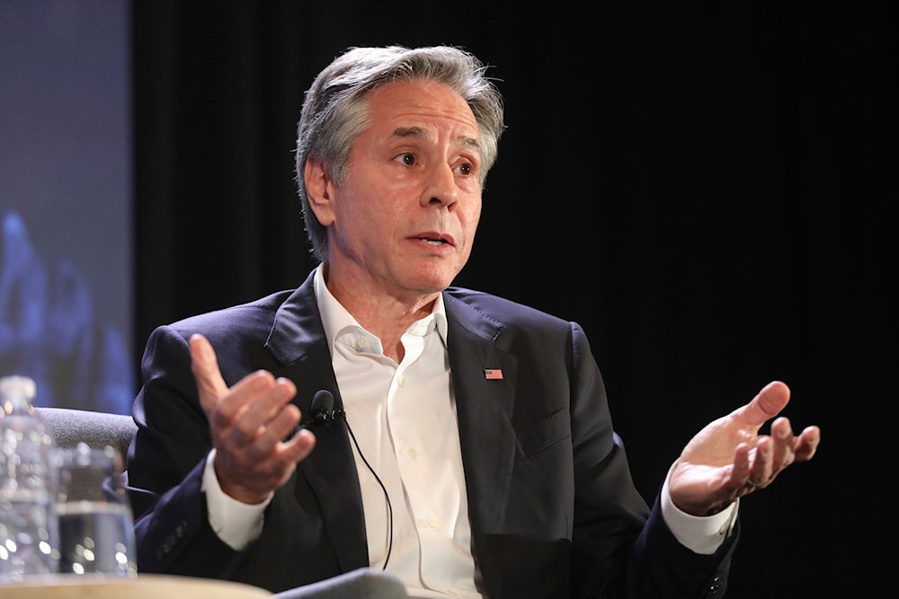 U.S. Secretary of State Antony Blinken talks at the McCain Institute's Sedona Forum in Sedona, Ariz., Friday, May 3, 2024. (AP)