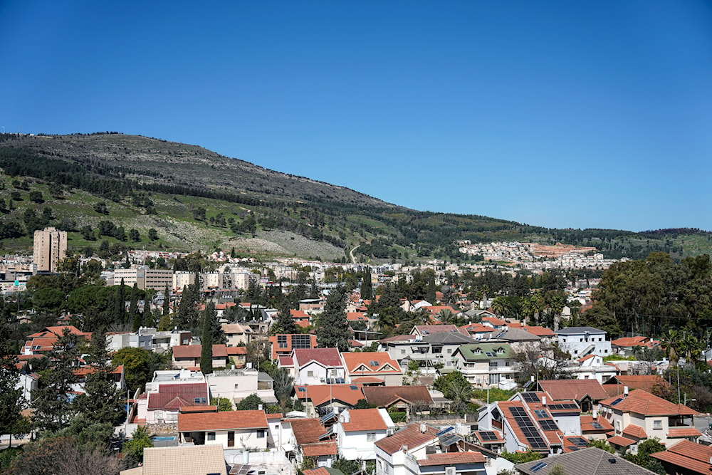 A view of Kiryat Shmona, northern occupied Palestine, on the border with Lebanon, February 29, 2024 (AP)