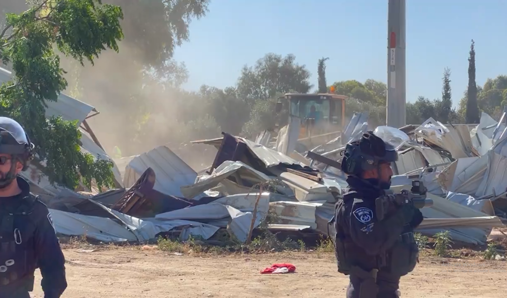 Israeli occupation forces demolish homes in al-Naqab, Palestine, May 8, 2024. (Social media)