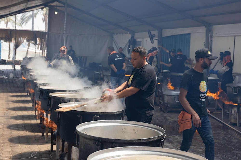 Workers from the World Central Kitchen conducting their cooking operations to feed as many Palestinians as possible in Gaza, Palestine, in an undated image. (Social media)