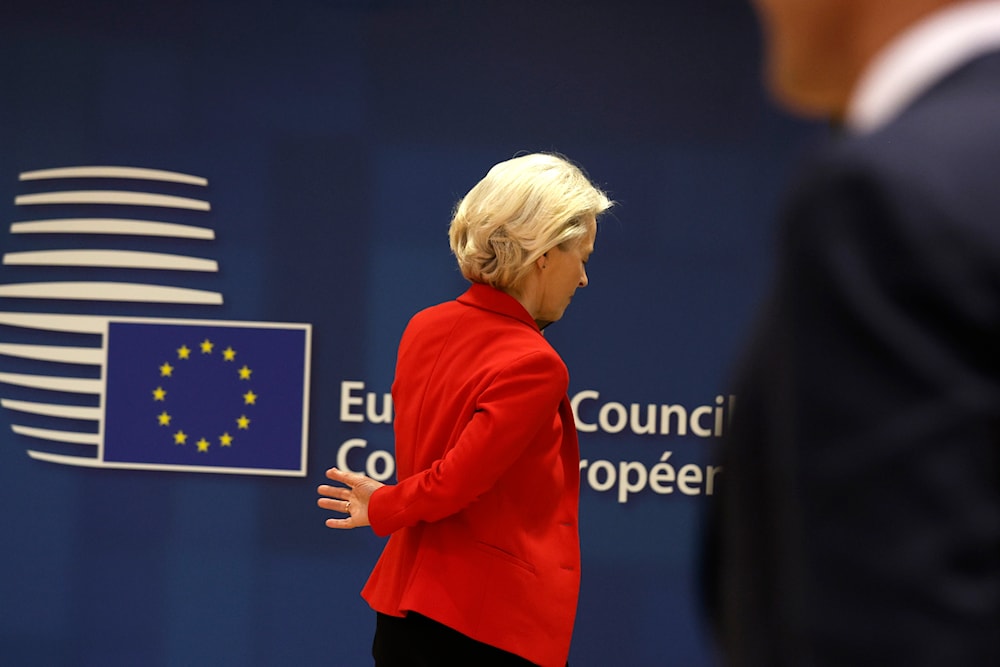 European Commission President Ursula von der Leyen attends a round table meeting at an EU summit in Brussels, on Wednesday, April 17, 2024.(AP)
