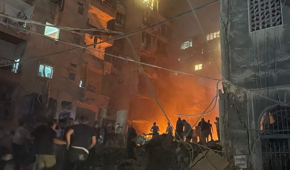 Israeli occupation airstrike targeted a building in the al-Nuwairi area of Beirut, Lebanon, on October 10, 2024. (Social media)